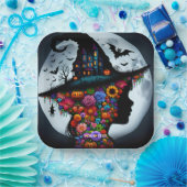 Fantasy Schattigee meisje heks Halloween Papieren Bordje (Feest)
