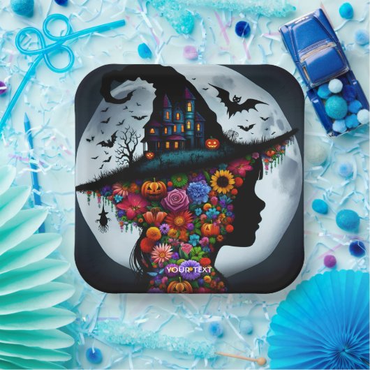 Fantasy Schattigee meisje heks Halloween Papieren Bordje (Feest)