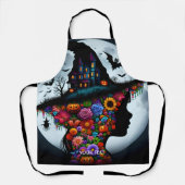Fantasy Schattigee meisje heks Halloween Schort (Voorkant)