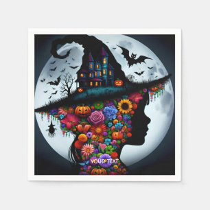 Fantasy Schattigee meisje heks Halloween Servet