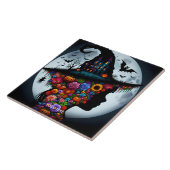 Fantasy Schattigee meisje heks Halloween Tegeltje (Zijkant)