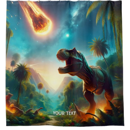 Fantasy Schattigee Meteor bang T-Rex Douchegordijn (Voorkant)