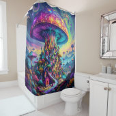 Fantasy Schattigee Mushroom Rainbow Skies Douchegordijn (In situ)
