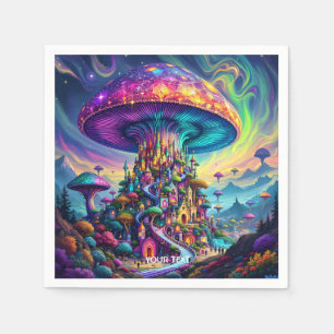 Fantasy Schattigee Mushroom Rainbow Skies Servet