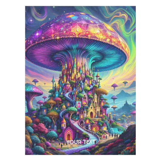 Fantasy Schattigee Mushroom Rainbow Skies Tafelkleed (Voorkant)