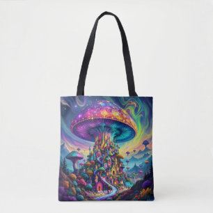 Fantasy Schattigee Mushroom Rainbow Skies Tote Bag