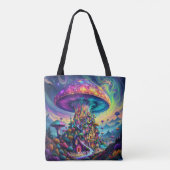 Fantasy Schattigee Mushroom Rainbow Skies Tote Bag (Achterkant)