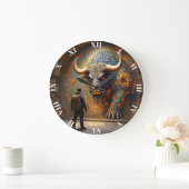 Fantasy Schattigee Mythische Bull Mosaic Grote Klok (Huis)