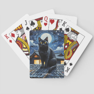 Fantasy Schattigee Nacht Sterren Cat Pokerkaarten