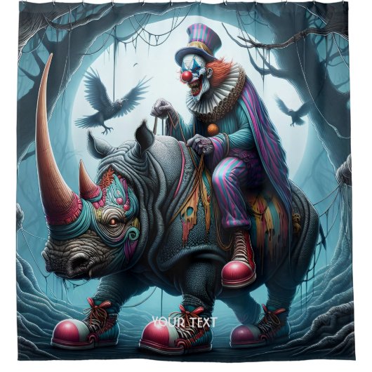 Fantasy Schattigee neushoorn Clown Trees Douchegordijn (Voorkant)