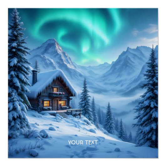 Fantasy Schattigee North Winter Cabin Perfect Poster (Voorkant)