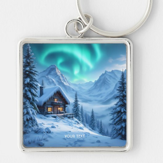 Fantasy Schattigee North Winter Cabin Sleutelhanger (Voorkant)