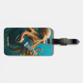 Fantasy Schattigee octopus die gitaar speelt Bagagelabel (Achterkant horizontaal)