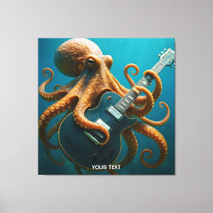 Fantasy Schattigee octopus die gitaar speelt Canvas Afdruk