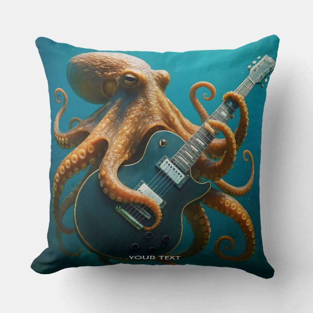 Fantasy Schattigee octopus die gitaar speelt Kussen (Voorkant)