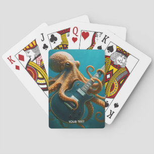 Fantasy Schattigee octopus die gitaar speelt Pokerkaarten