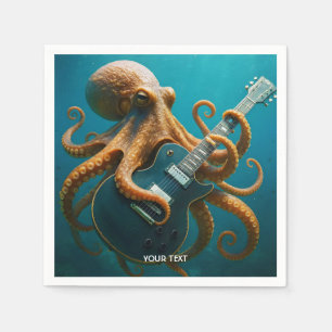 Fantasy Schattigee octopus die gitaar speelt Servet