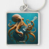 Fantasy Schattigee octopus die gitaar speelt Sleutelhanger (Voorkant)