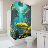 Fantasy Schattigee onderzeeër Zee Planten Douchegordijn (In situ)
