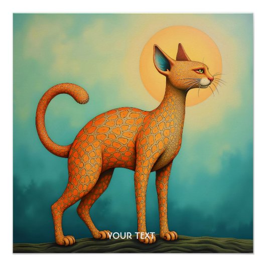 Fantasy Schattigee Oranje Abstracte Kat Perfect Poster (Voorkant)