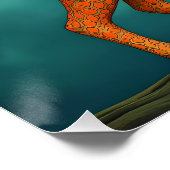 Fantasy Schattigee Oranje Abstracte Kat Perfect Poster (Hoek)