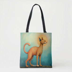 Fantasy Schattigee Oranje Abstracte Kat Tote Bag