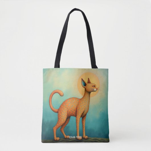 Fantasy Schattigee Oranje Abstracte Kat Tote Bag (Voorkant)