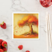 Fantasy Schattigee Oranje Herfst Tree Servet (Insitu)