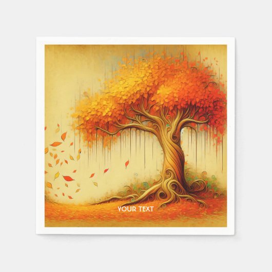 Fantasy Schattigee Oranje Herfst Tree Servet (Voorkant)