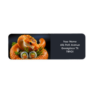 Fantasy Schattigee Oranje Snake Sushi Etiket