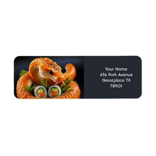 Fantasy Schattigee Oranje Snake Sushi Etiket (Voorkant)