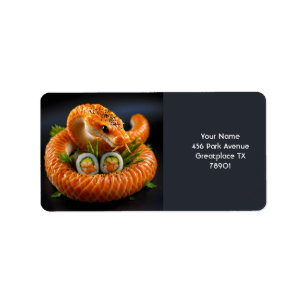Fantasy Schattigee Oranje Snake Sushi Etiket