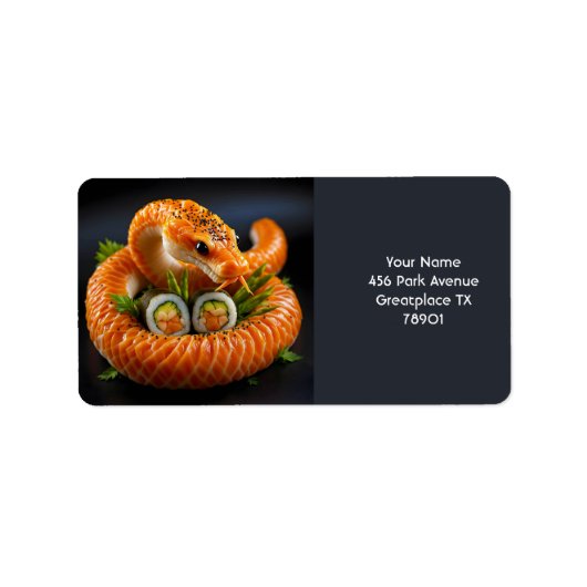 Fantasy Schattigee Oranje Snake Sushi Etiket (Voorkant)