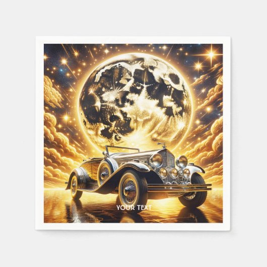 Fantasy Schattigee oude auto maan Servet (Voorkant)