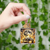 Fantasy Schattigee oude auto maan Sleutelhanger (Hand)