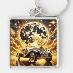 Fantasy Schattigee oude auto maan Sleutelhanger