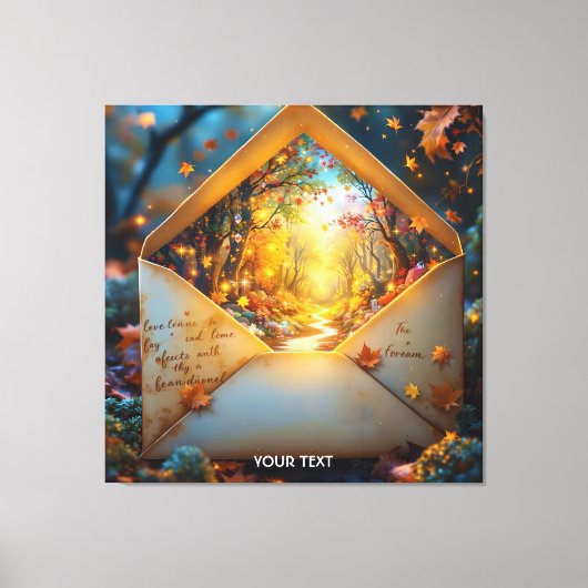 Fantasy Schattigee oude herfstenvelop Canvas Afdruk (Voorkant)