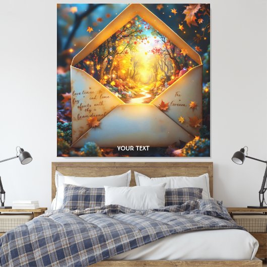 Fantasy Schattigee oude herfstenvelop Canvas Afdruk (Insitu (Slaapkamer))