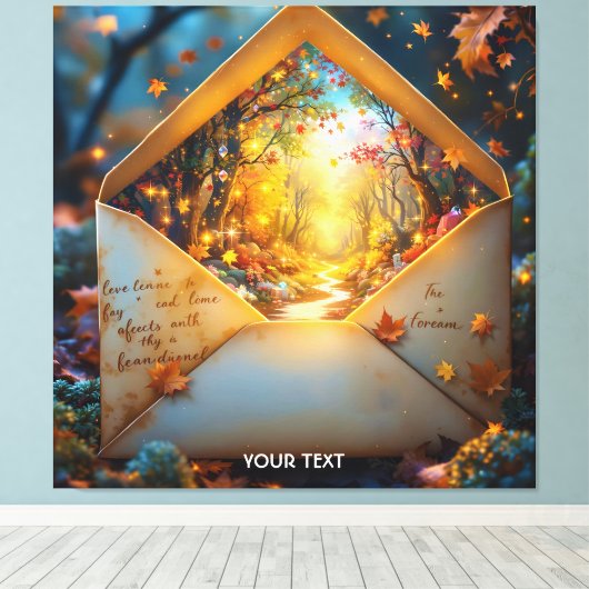 Fantasy Schattigee oude herfstenvelop Canvas Afdruk (Insitu (Houten vloer))