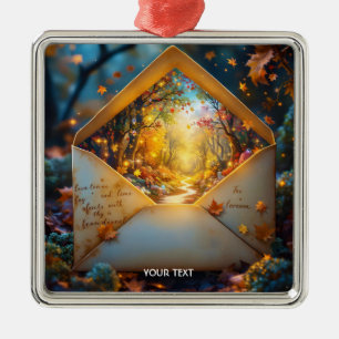 Fantasy Schattigee oude herfstenvelop Metalen Ornament