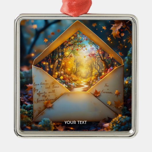 Fantasy Schattigee oude herfstenvelop Metalen Ornament (Voorkant)