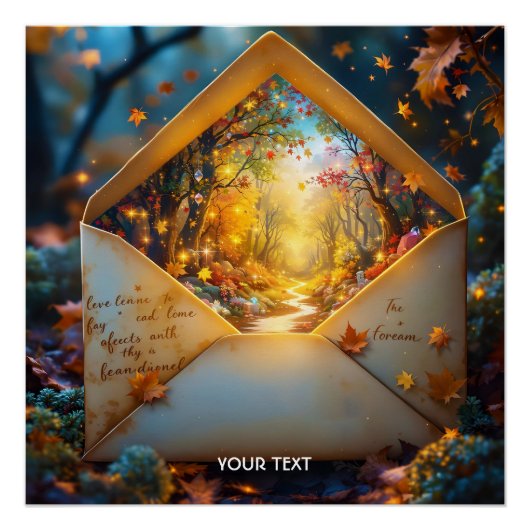 Fantasy Schattigee oude herfstenvelop Perfect Poster (Voorkant)