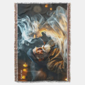 Fantasy Schattigee oude Man rook Deken (Voorkant Verticaal)
