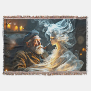 Fantasy Schattigee oude Man rook Deken