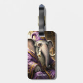 Fantasy Schattigee oude olifant tovenaar Bagagelabel (Achterkant verticaal)