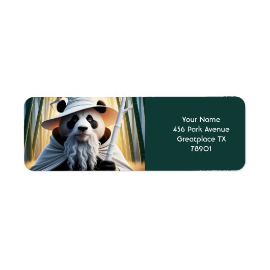 Fantasy Schattigee oude panda tovenaar Etiket (Voorkant)