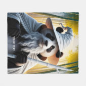 Fantasy Schattigee oude panda tovenaar Fleece Deken (Voorkant (Horizontaal))