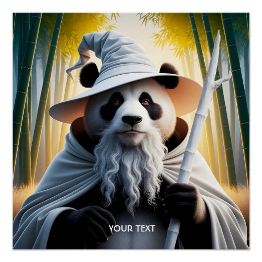 Fantasy Schattigee oude panda tovenaar Perfect Poster (Voorkant)