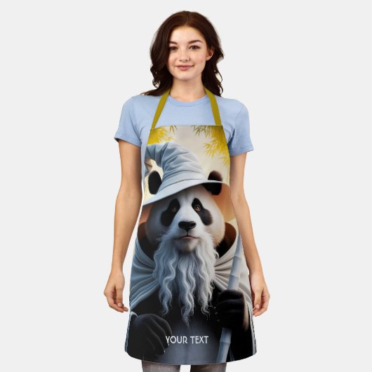 Fantasy Schattigee oude panda tovenaar Schort (Gedragen)