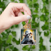 Fantasy Schattigee oude panda tovenaar Sleutelhanger (Hand)